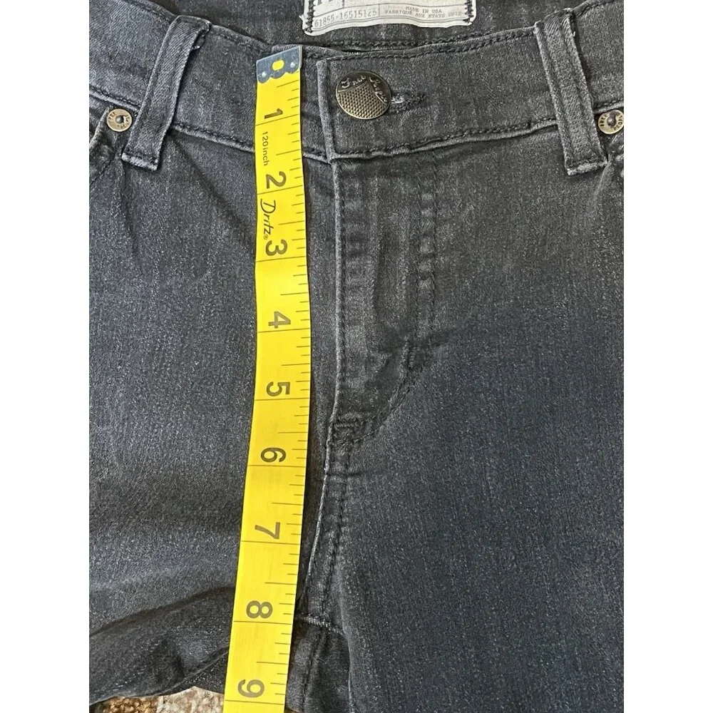 Free People Mid Rise Black Flare Jeans Size 27 Raw Hem Stretch Denim Zipper - Picture 6 of 10